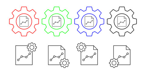 Analytics, chart, paper, seo vector icon in gear set illustration for ui and ux, website or mobile application