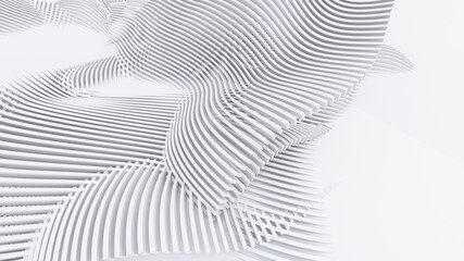 Abstract Curved Shapes. White Circular Background.