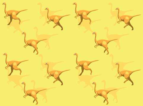 Dinosaur Gallimimus Cartoon Seamless Wallpaper Background