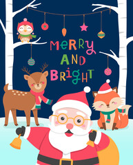 Cute cartoon character illustration for christmas and new year celebration.