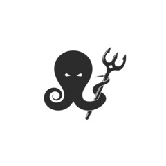 octopus holding trident  icon vector illustration design