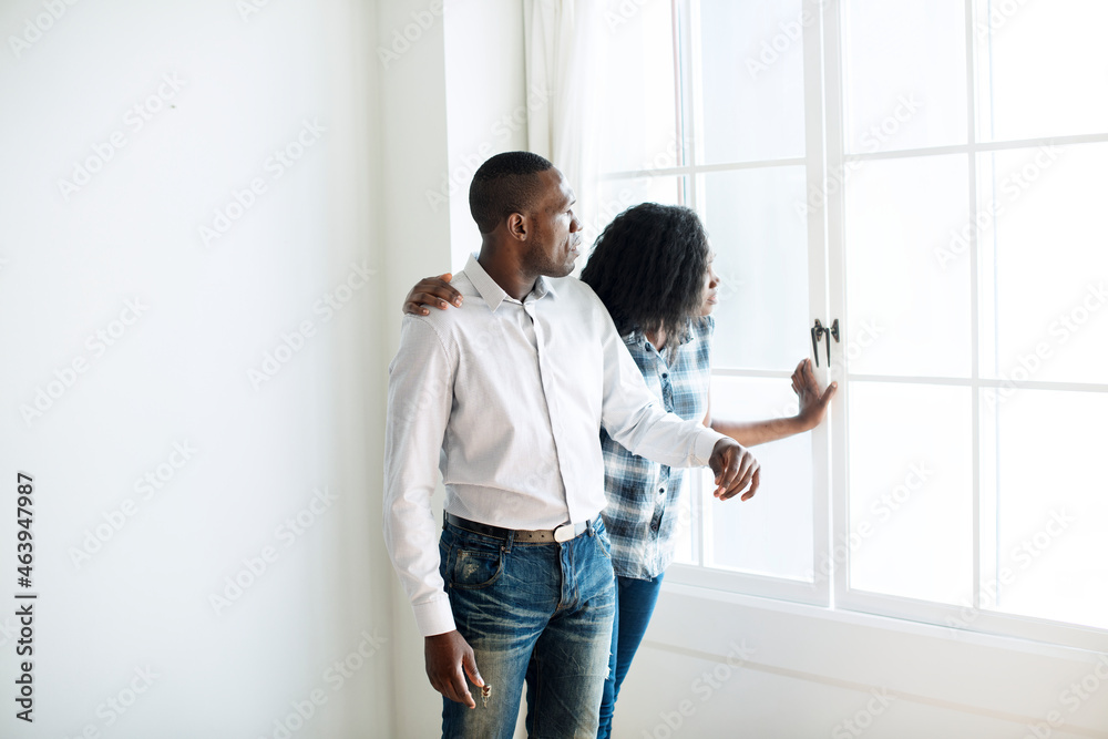 Canvas Prints Couple checking out the new house