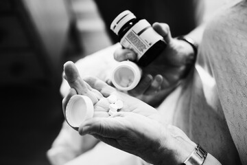 Senior woman taking medicine
