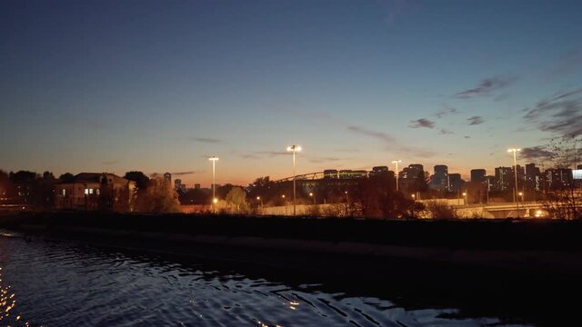 Night views of Moscow, during the passage of the vessel along the upper reaches of the Moscow canal