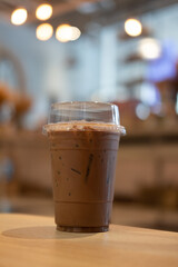 Iced coffee mocha in take away cup