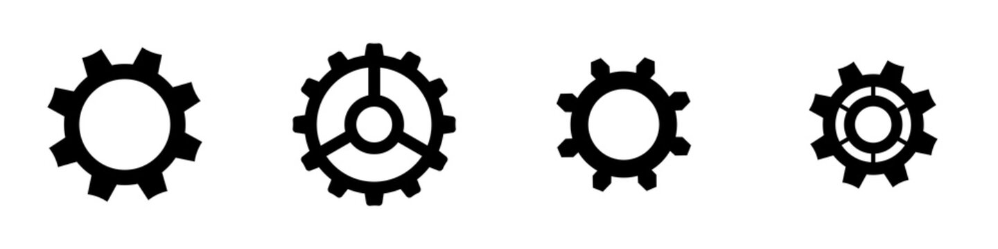 Conjunto de icono de engranaje. Concepto de ajustes y configuraci&oacute;n. Grupo de ruedas dentadas. Ilustraci&oacute;n vectorial