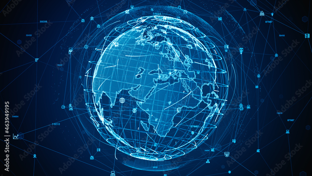 Poster technology network data connection, digital data network and cyber security, modern futuristic busin