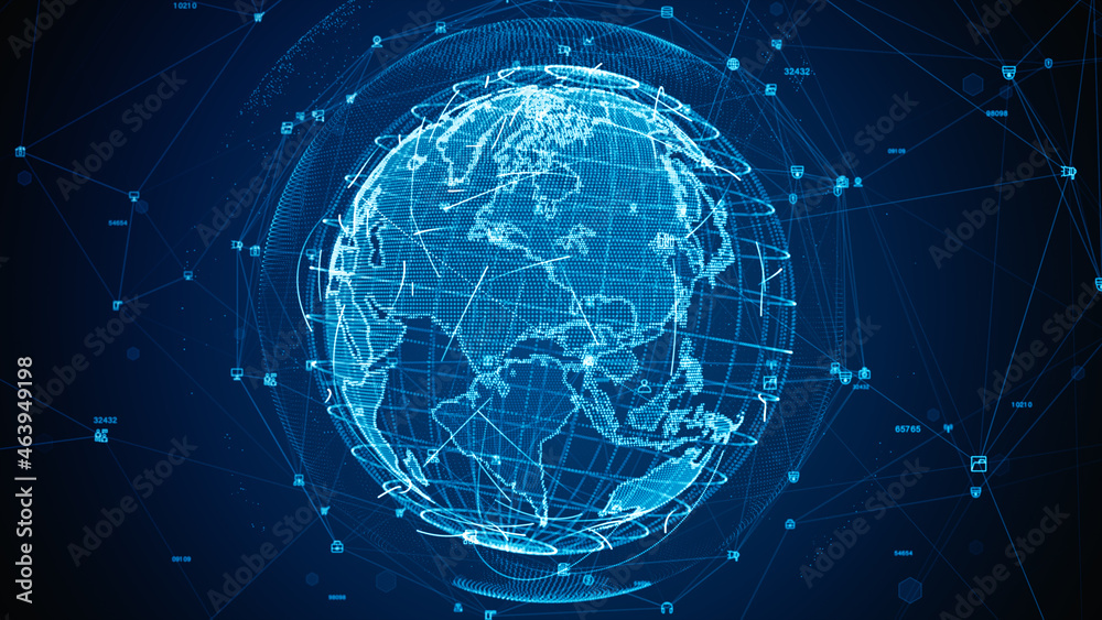 Poster technology network data connection, digital data network and cyber security, modern futuristic busin