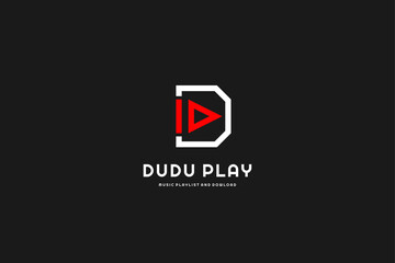 logotype letter D with play button , usable logo design for music application, player, web icon, cover music studio,