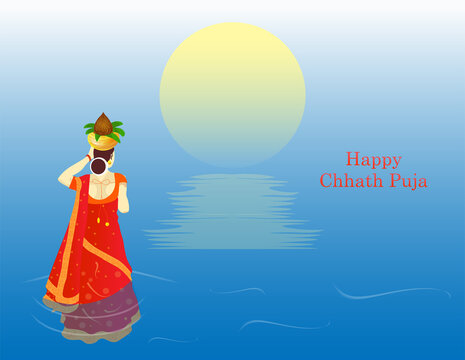 Happy Chhath Puja Holiday Background for Sun Festival of India Stock Vector   Illustration of hinduism creative 101534359