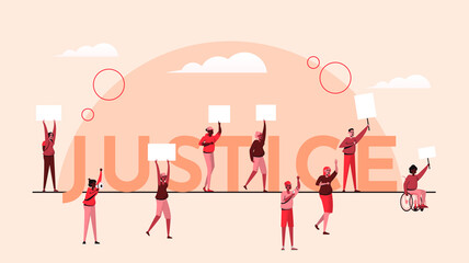 Social Justice - banner of people protest