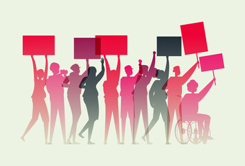 Social Justice - People protesting silhouettes