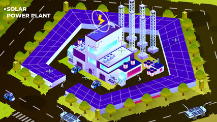 Solar Power Plant - Isometric Illustration
