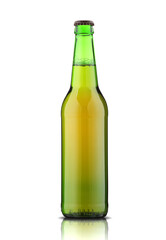 glass green bottle with beer