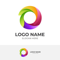 letter O logo concept vector with 3d colorful style