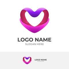 love logo design with 3d colorful style