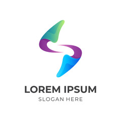 letter S logo design with 3d colorful style