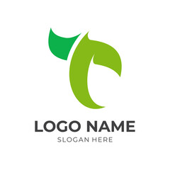 simple letter T logo design template concept vector with flat green color style