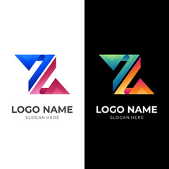 letter Z logo template with 3d colorful style