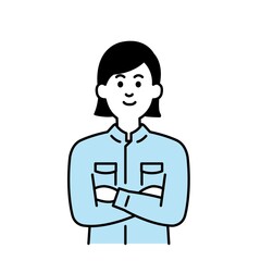 整備士さんのイラスト上半身 ブルー