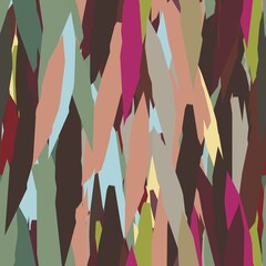 Seamless funky expressive and energetic paper cut out collage surface pattern design for print. High quality illustration. Surreal and dramatic vivid stylish artistic graphic design. Strange geo camo.