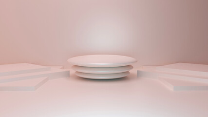 3d rendering mockup stand abstract pastel pink