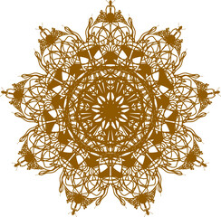 Ornament in calm golden shades with small bunches and bunnies. Vector image. The ability to change to any size without loss of quality.