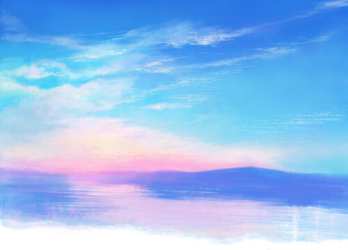雨上がりの空と海の風景イラスト Stock Illustration Adobe Stock