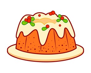 Christmas cartoons clip art. Christmas cake clipart vector illustration