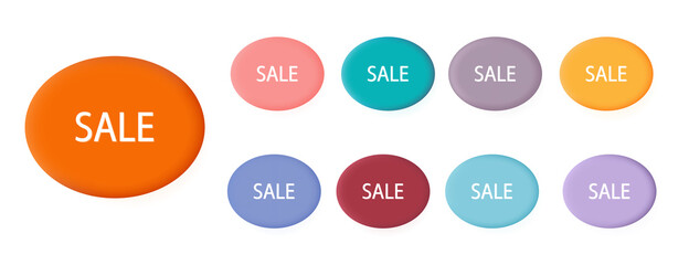 Sale sticker 3d. Emblem with advertising promotion of goods in the online store. New sale message with a low price. Round sticker, price tag, badge for registration of a sale or purchase. Vector