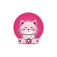 Cute cat holding ball