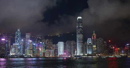 Naklejka premium Hong Kong city at night