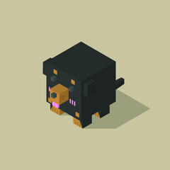 Rottweiler dog cubic isometric on brown background