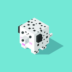 Dalmatian dog cubic isometric on blue background