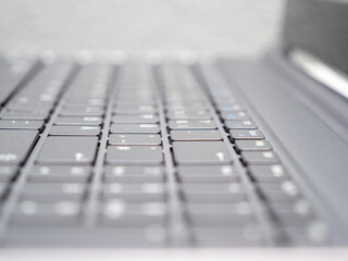 Selective focus shot of a notebook keyboard