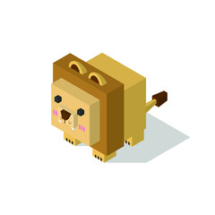 lion cubic isometric on light gray background