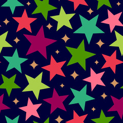 Colorful star seamless pattern for christmas and new year background.