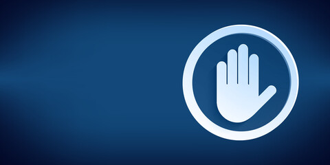 Business with technology concept and a stop icon on a blue background, 3d rendering 