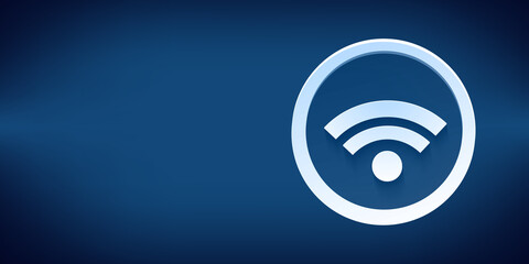 wifi icon on blue background and 3d rendering