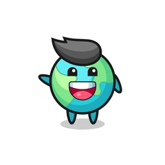 Obraz premium happy earth cute mascot character