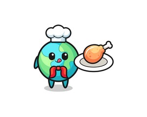 earth fried chicken chef cartoon character