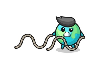 illustration of earth doing battle rope workout