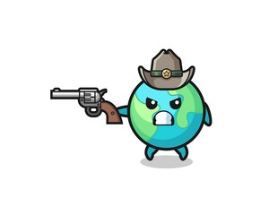 the earth cowboy shooting with a gun