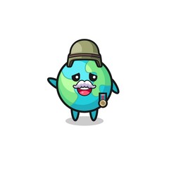 cute earth as veteran cartoon