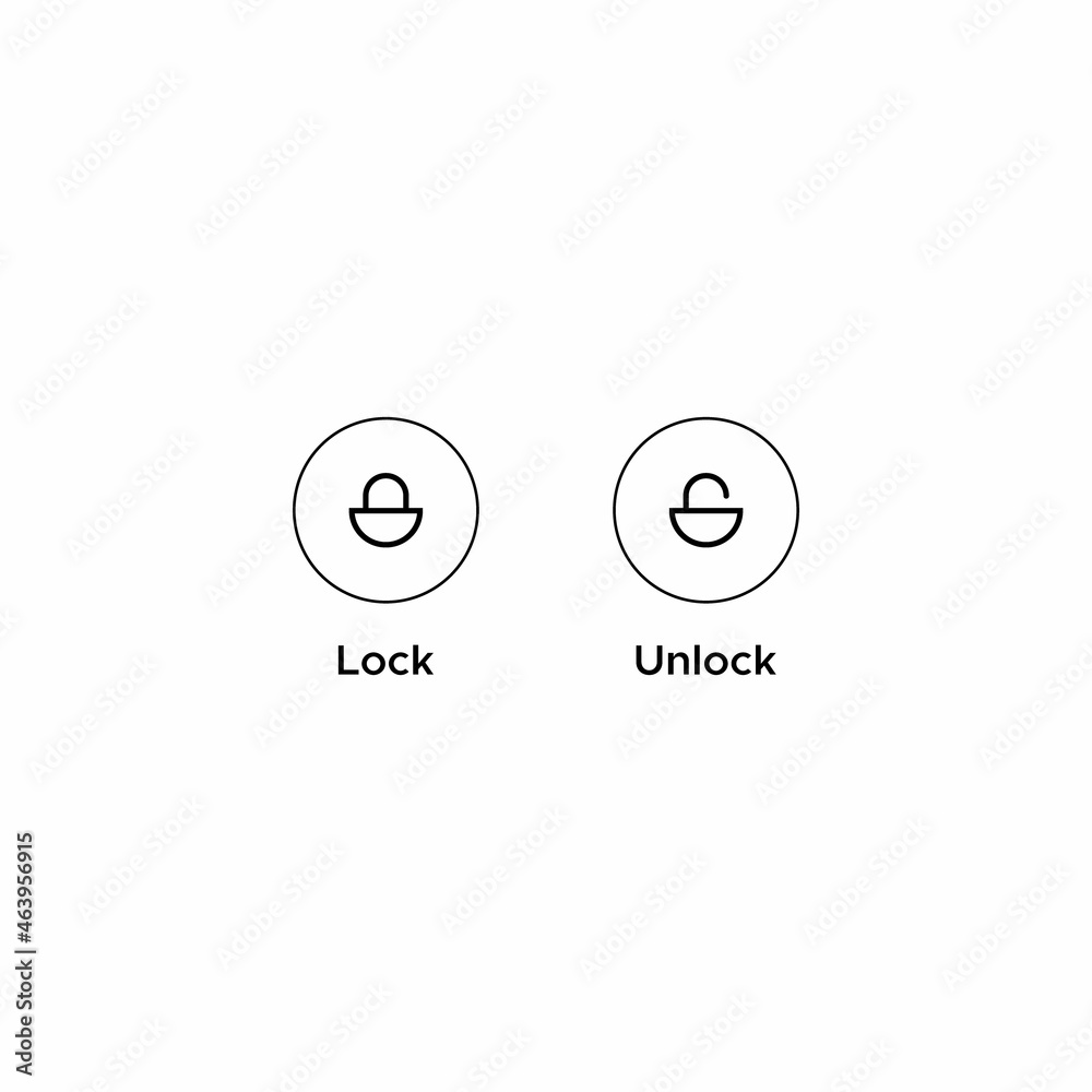 Poster lock and unlock button icon vector in line style