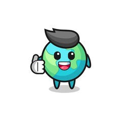 earth mascot doing thumbs up gesture