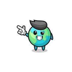 earth mascot pointing top left
