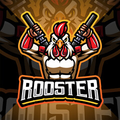 Ninja rooster esport mascot logo design