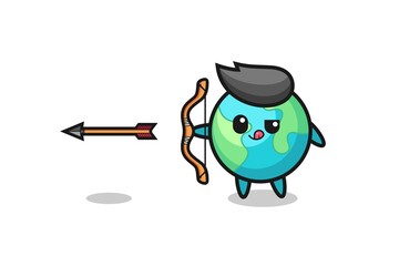 illustration of earth character doing archery