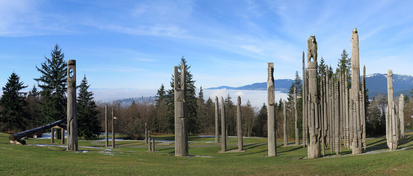 Totem poles on Burnaby Mountain